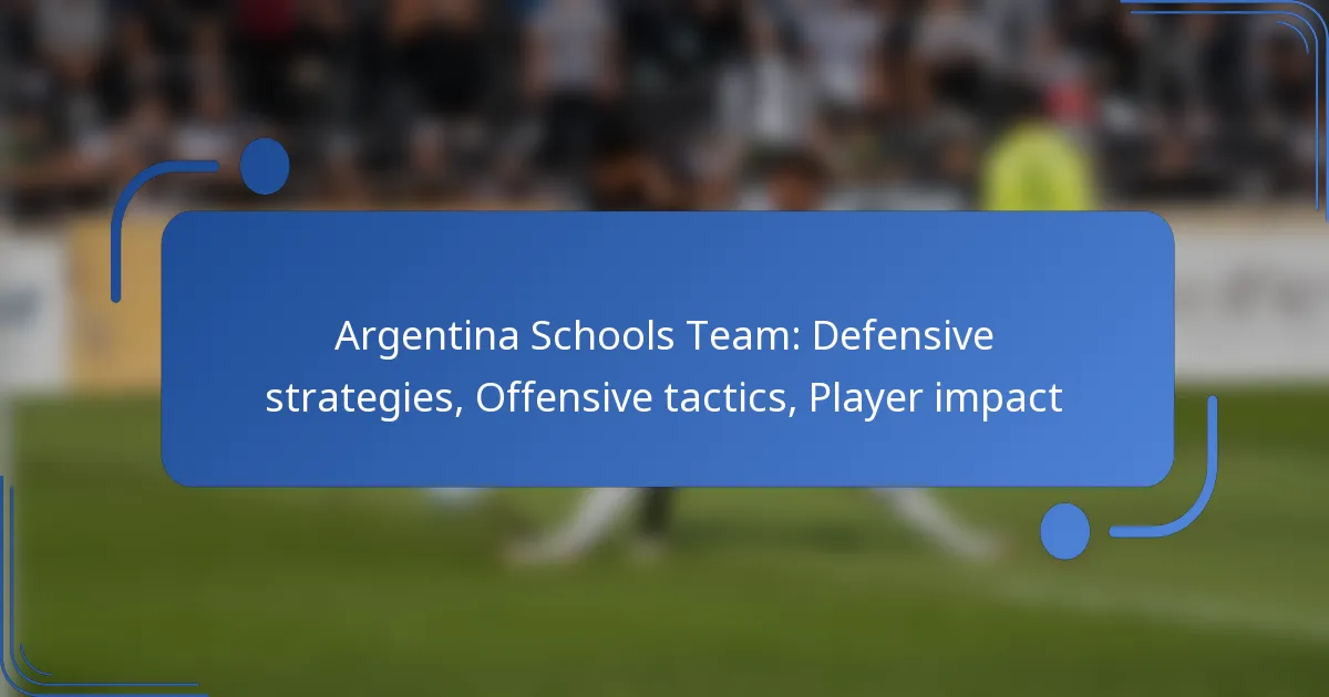 Argentina Schools Team: Defensive strategies, Offensive tactics, Player impact