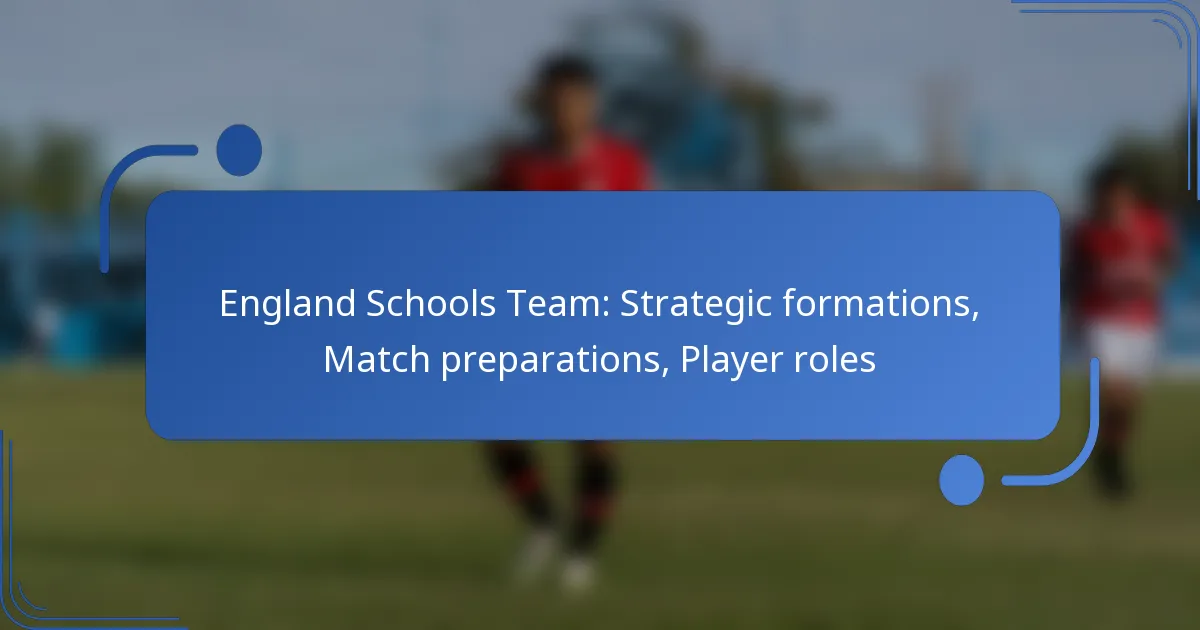 England Schools Team: Strategic formations, Match preparations, Player roles