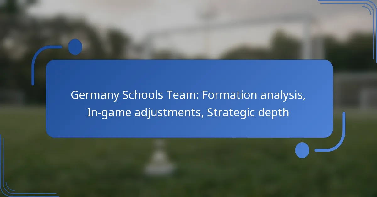 Germany Schools Team: Formation analysis, In-game adjustments, Strategic depth