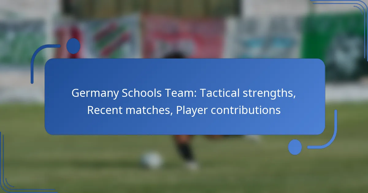 Germany Schools Team: Tactical strengths, Recent matches, Player contributions