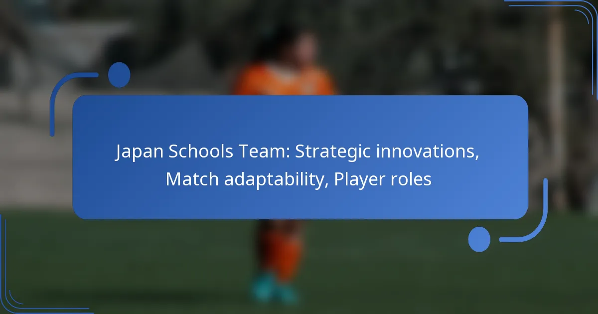 Japan Schools Team: Strategic innovations, Match adaptability, Player roles
