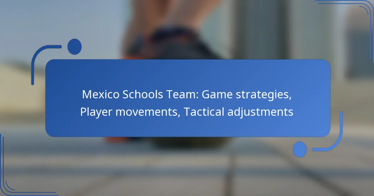 Mexico Schools Team: Game strategies, Player movements, Tactical adjustments