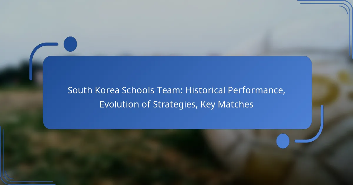 South Korea Schools Team: Historical Performance, Evolution of Strategies, Key Matches