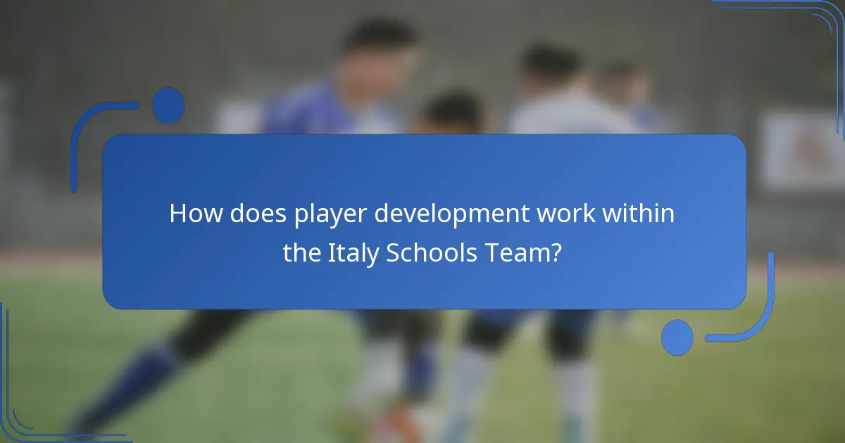 How does player development work within the Italy Schools Team?