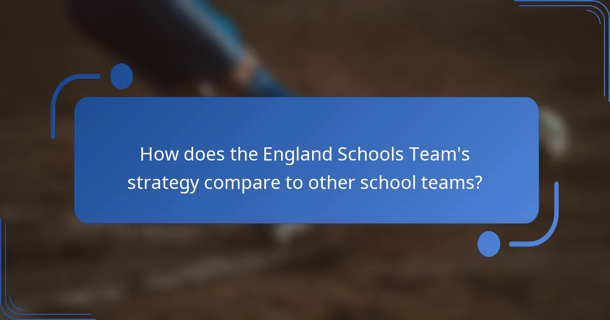 How does the England Schools Team's strategy compare to other school teams?