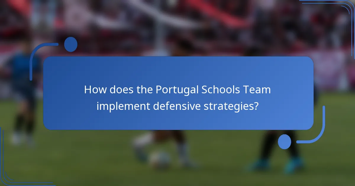 How does the Portugal Schools Team implement defensive strategies?