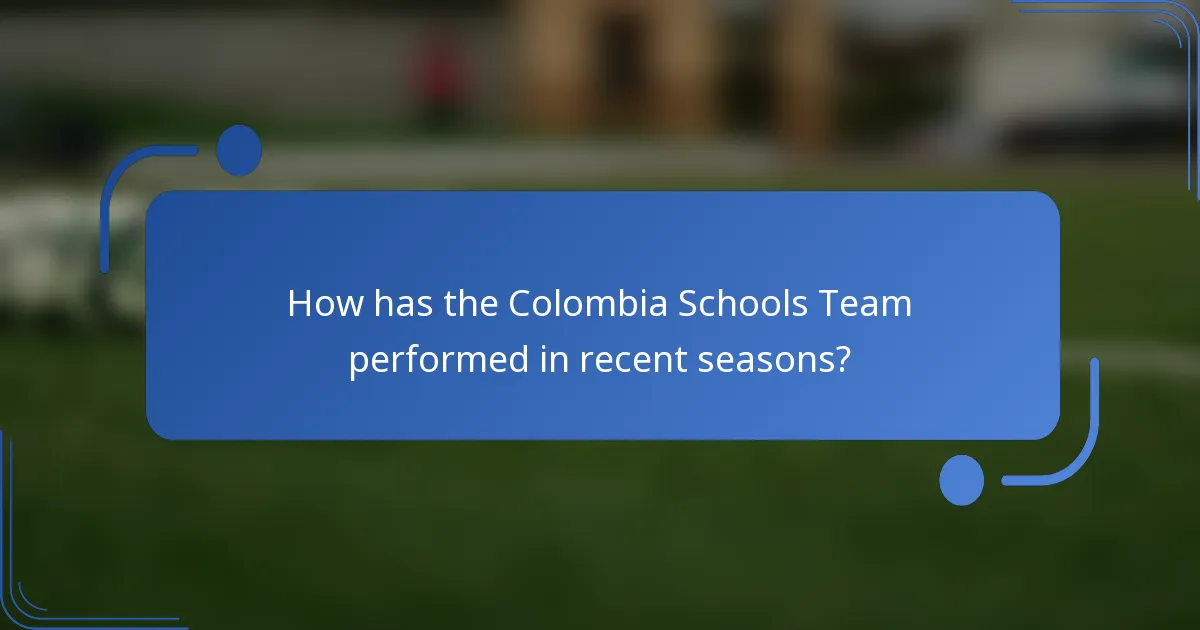 How has the Colombia Schools Team performed in recent seasons?