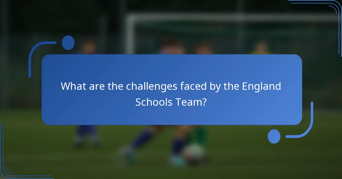 What are the challenges faced by the England Schools Team?