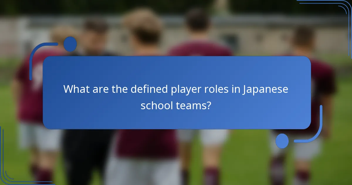 What are the defined player roles in Japanese school teams?