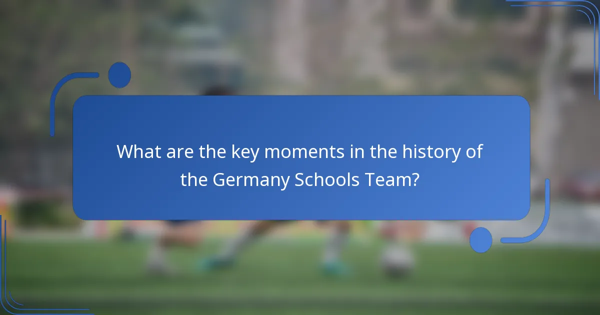 What are the key moments in the history of the Germany Schools Team?