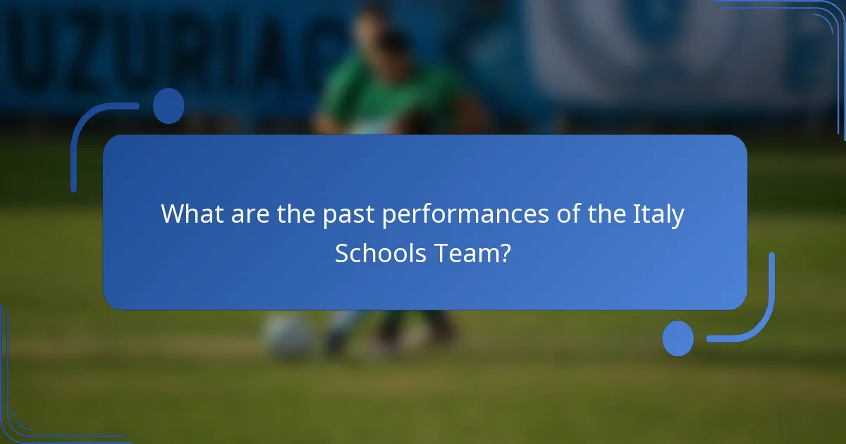 What are the past performances of the Italy Schools Team?