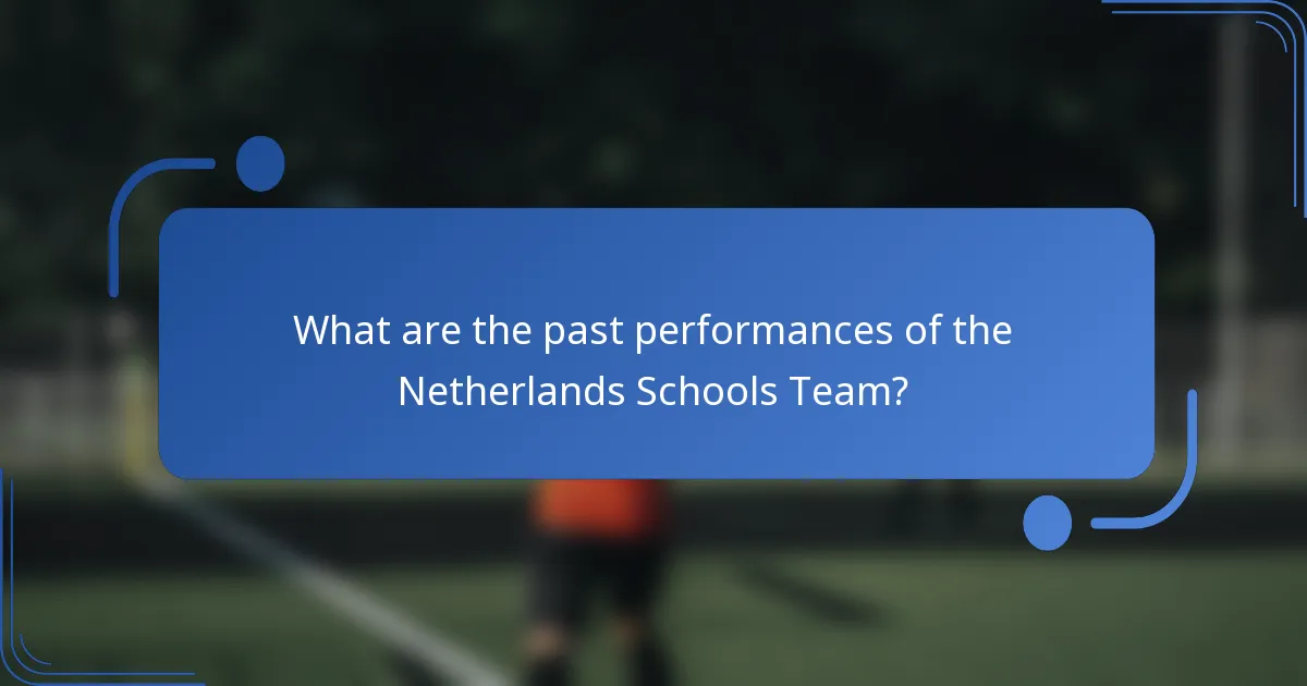 What are the past performances of the Netherlands Schools Team?