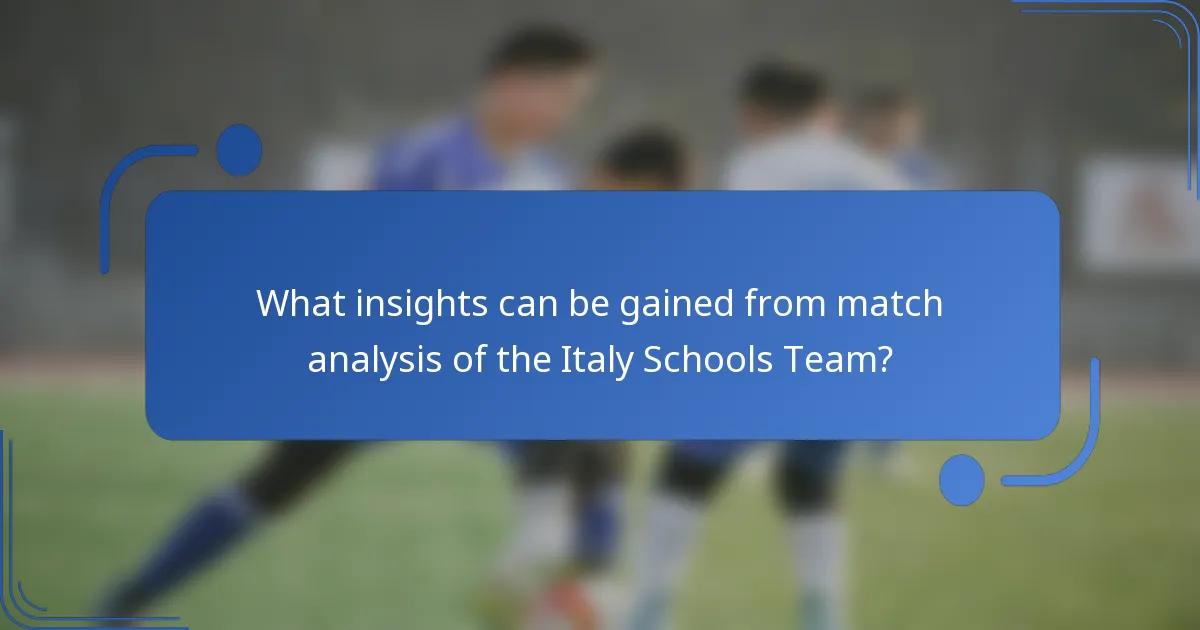 What insights can be gained from match analysis of the Italy Schools Team?