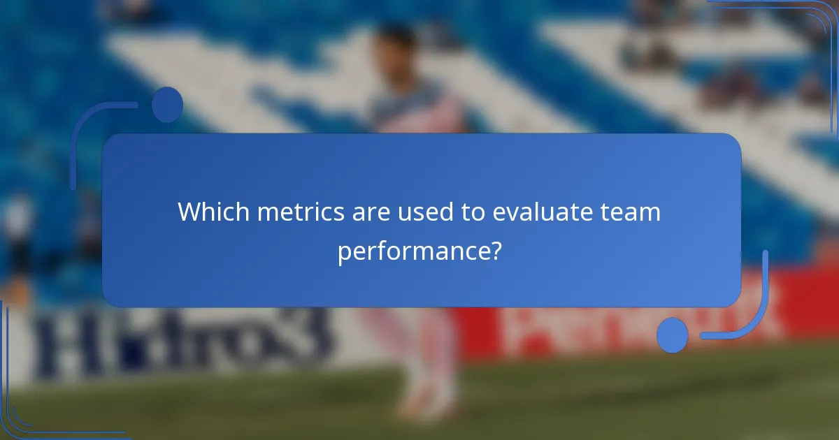 Which metrics are used to evaluate team performance?
