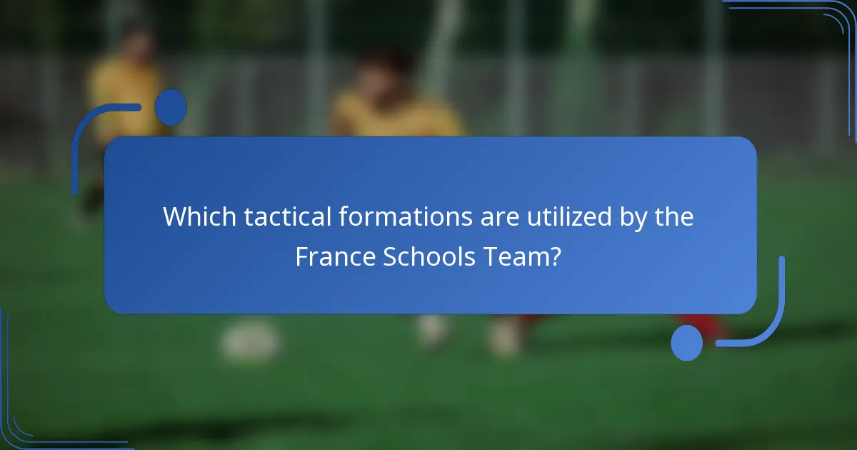 Which tactical formations are utilized by the France Schools Team?
