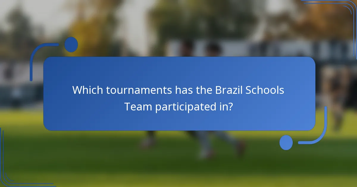 Which tournaments has the Brazil Schools Team participated in?